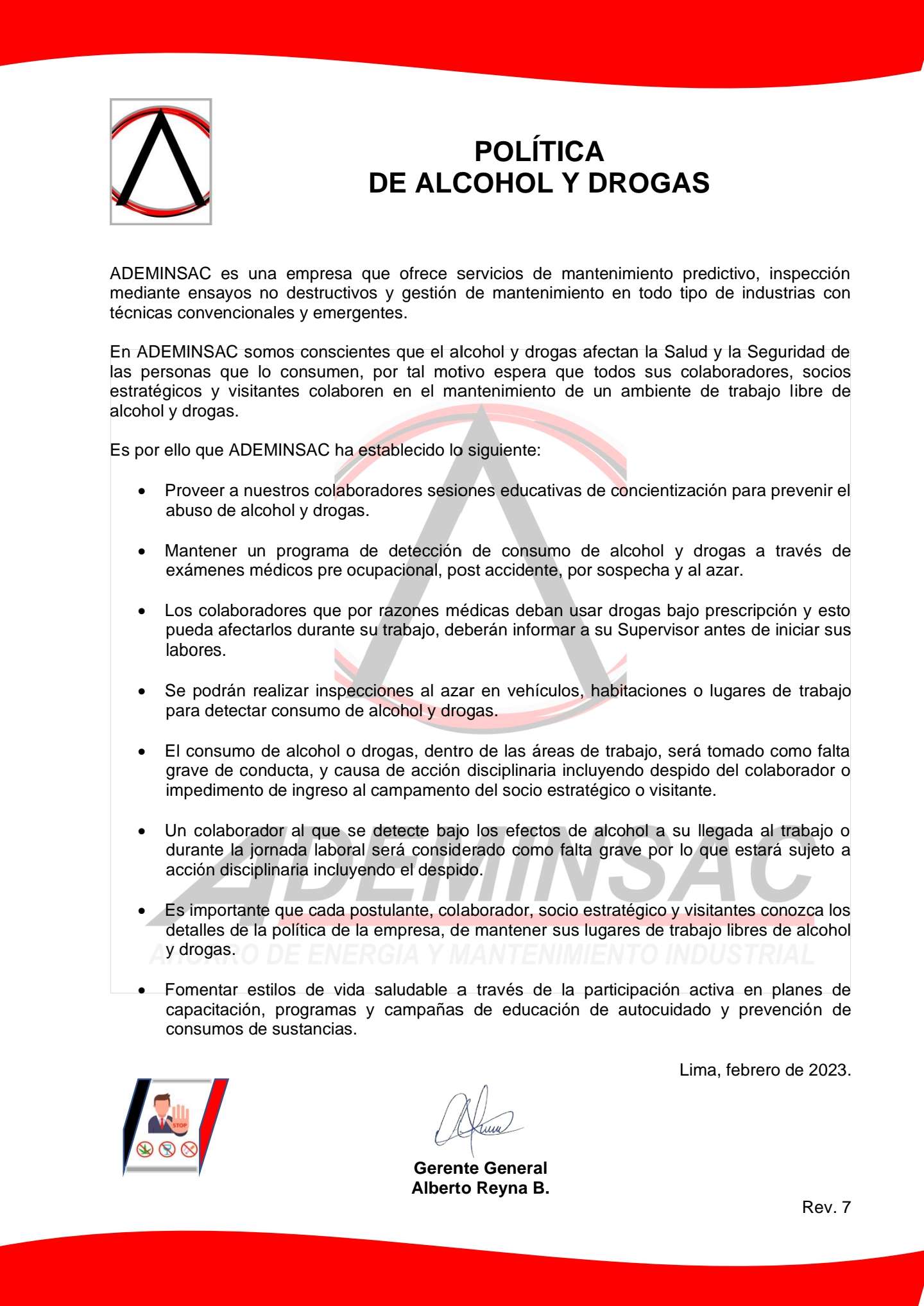 Política de Alcohol y Drogas