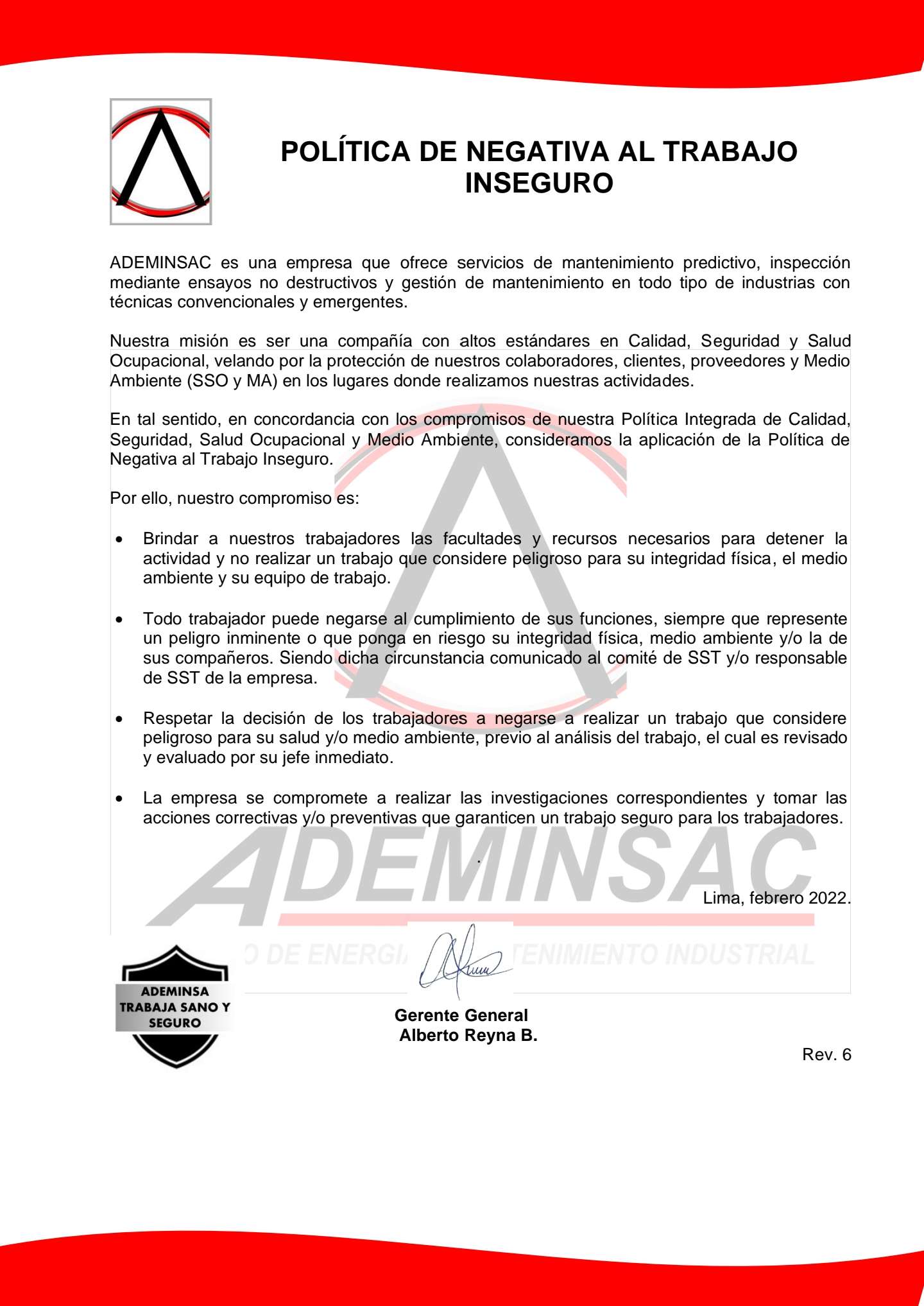 Política de Negativa al Trabajo Inseguro