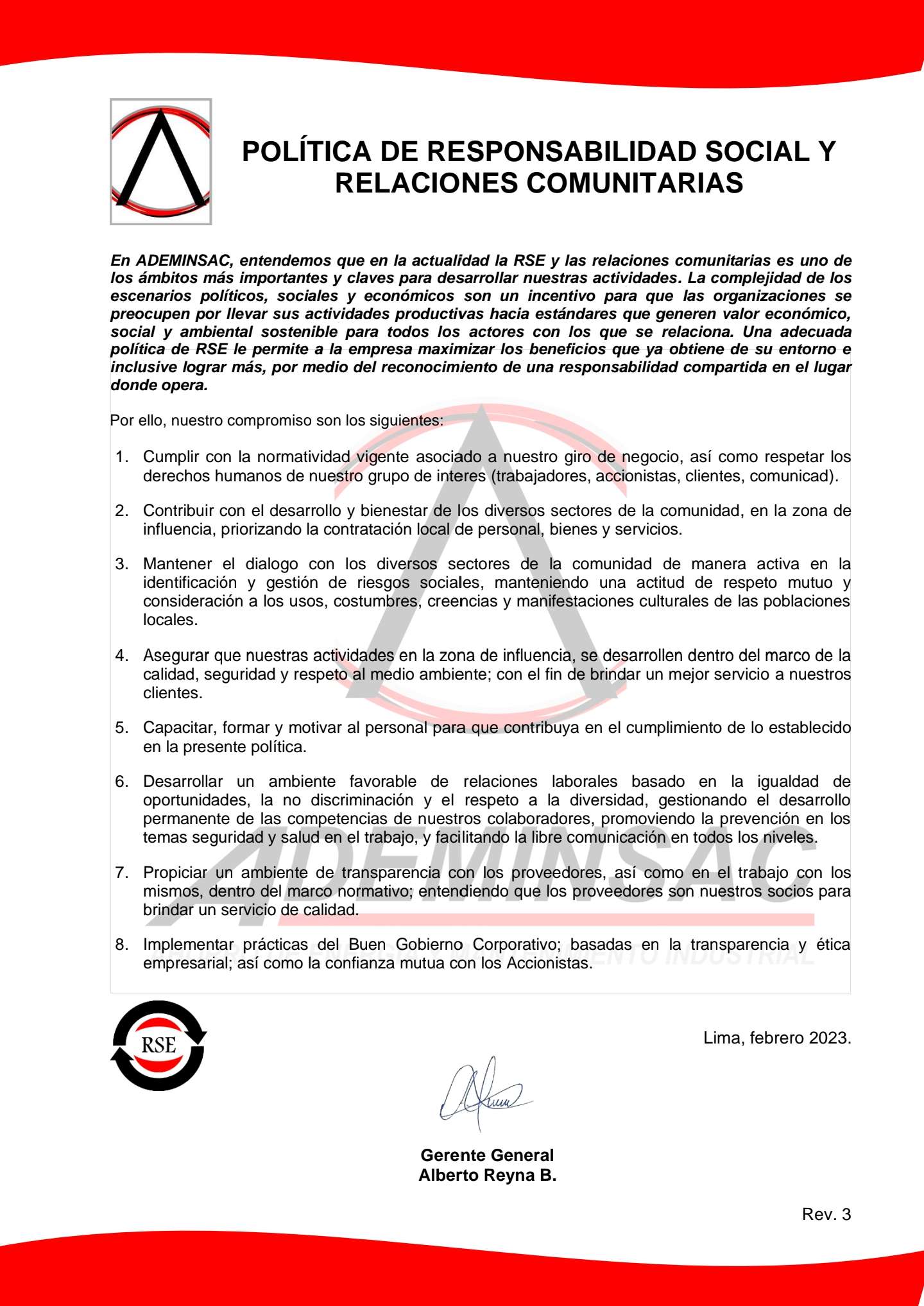 Política de Responsabilidad Social y Relaciones