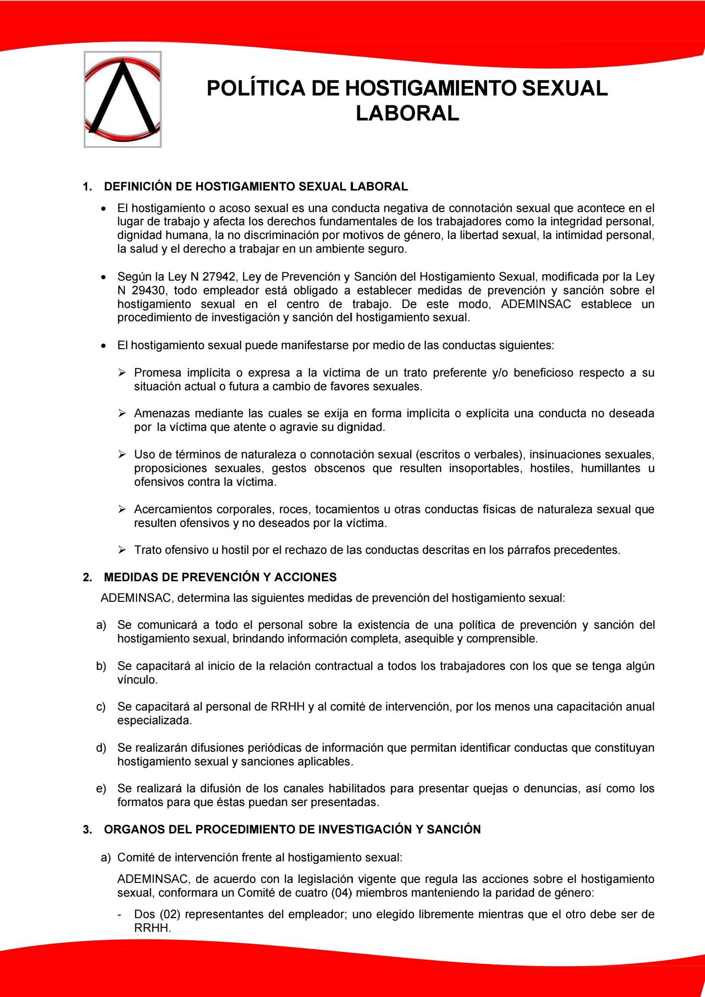 Política de Hostigamiento Sexual